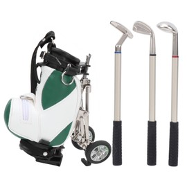 Desktop Golf Pen Set 3 Ballpoint Pens and Mini Bag Zinc Alloy Golf Pen Holding BagGreen White