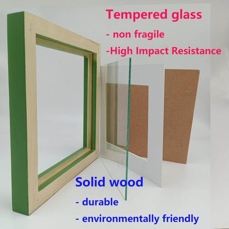 ZXT-parts 5x5 Picture Frame Wood with Mat 4x4 Opening. Tempered