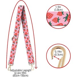 DANHRO Wide Purse Strap Replacement Crossbody Handbag Shoulder Strap Adjustable Bag Straps Replacement (Cute Strawberries)