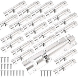 SINJEUN 30 Pack 5 Inch Barrel Bolt, Stainless Steel Slide Lock, Thickened Door Latch Slide Latch Lock with 160 Mounting Screws, Sliding Latch Hardware for Door Locking, Silver