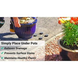 AlpineReach Extra Heavy Duty Pot Feet Risers 12 Pack Hexagons & Adhesive Pads - Protect Healthy Plants - Strong Invisible Supports Small Large Flower Planters Stability - Outdoor Lifter Toes Elevator