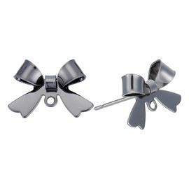 CRAFTYMELODY 12Pcs Metal Bowknot Stud Earring Finding Black 11x16mm Bow Shape Studs with Loop Earring Posts for DIY Jewelry Making Earrings Supplies Crafts Dangle Earrings Supplies