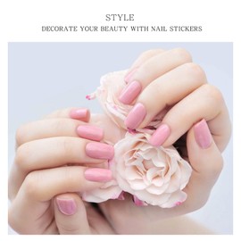 JMEOWIO Gel Nail Stickers Cream Pink Semi Cured Gel Nail Strips Wraps UV/LED Nails Art Design Decoration Accessories
