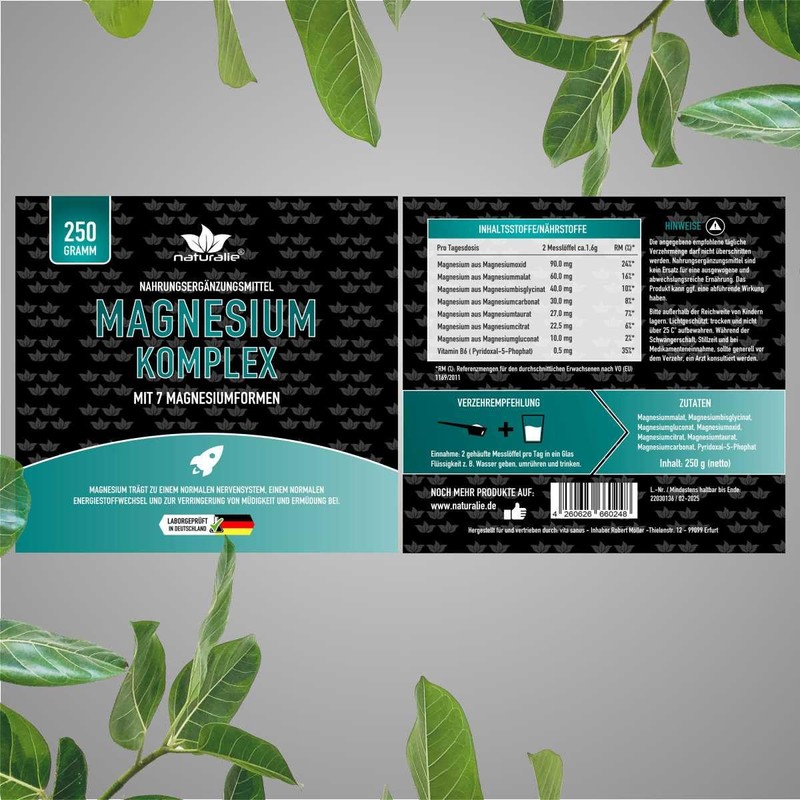 naturalie® Magnesium Powder in Complex with Vitamin B6, 7 Magnesium