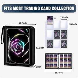 LOMONEH Card Binder for Lorcana Cards, Premium 9 Pocket Trading Card Album Fits 900 Cards with 50 Removable Sleeves Compatible with TCG, MTG, Sports, Game Trading Cards (Black)