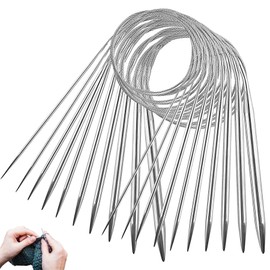 Pack of 10 Knitting Needles, 80 cm Stainless Steel Circular Knitting Needles, Knitting Needles, Knitting Needles, Beginners Set with 10 Sizes 2/2.5/3/3.5/4/4.5/5/5.5/7/8 mm (80 cm/10 Pieces)