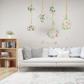 Buer Homie Wall Stickers, Flowers and Butterfly Wall Decals for Living Room