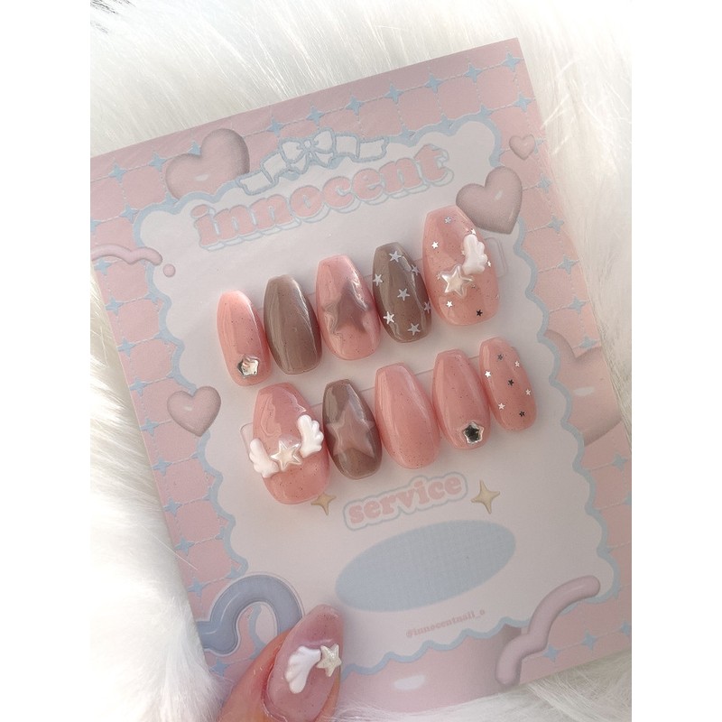 Choconara Berry Star Handmade Nail Tips - Stiletto / 초코나라