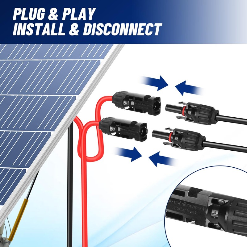 GENORTH Solar Charging Cable Solar Cable 3 m, Solar Plug