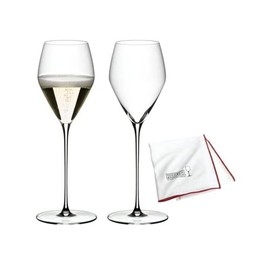 Riedel Veloce Champagne Wine Glasses (Set of 2) Bundle with Microfiber Polishing Cloth (2 Items)