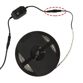 TronicsPros DC 12V-24V 3A LED Strip Dimmer Switch LED Tape Dimmer Controller PWM Inline Rotary Dimmer 5.5mm x 2.1mm DC Jack for SMD 5050 3528 2835 5630 LED Ribbon LED String Light, Black, 14.7" Long