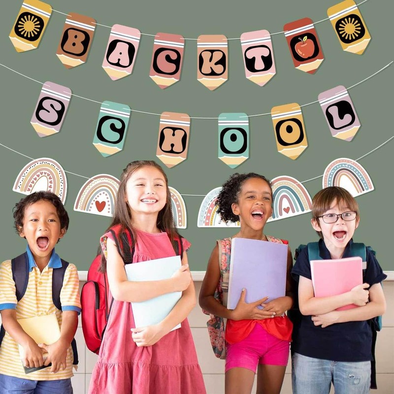Zliisang Pre-Strung Boho Back To School Banner First Day of