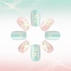 White Gradient Green Glitter Flower Fake Nails Press On Nails