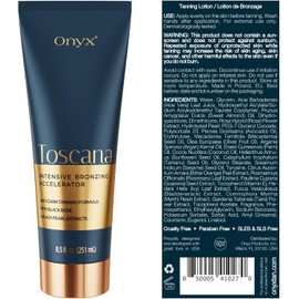 Loción de Bronceado para Camas de Bronceado Onyx Toscana con Bronceador y Acelerador - Loción Bronceadora para Hombres -Acelerador de Bronceado -Fórmula sin Diferencia en Lineas de Bronceado y Manchas