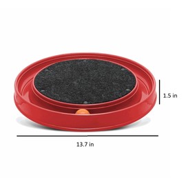 FURACÃOPET Round Cat Scratcher Toy with Ball – Interactive Scratching Carpet and Play Track for Stress Relief and Fun (RED)