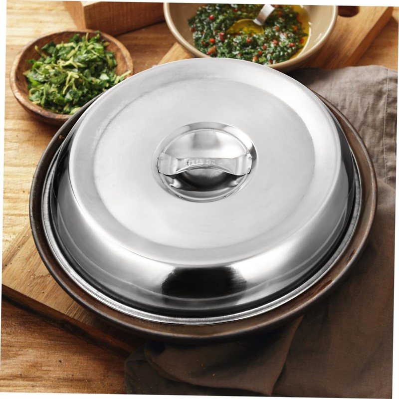 WOONEKY 2Pcs Stainless Steel Food Covers for Steak Oilproof Dish