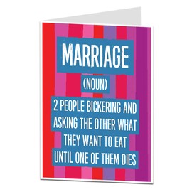 Alternative Wedding Anniversary Card Funny Marriage (Noun) Message
