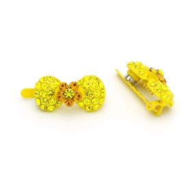 Hair Clips Barrette Austrian Crystals Bow Magnet Barrette, 1pcs, Yellow