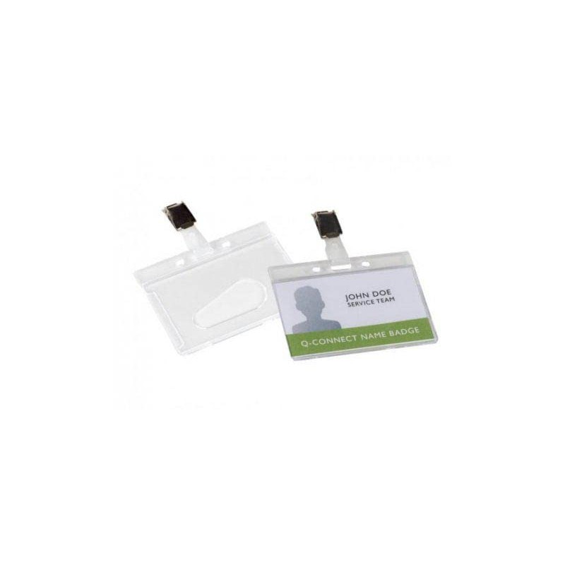 Q-Connect Rigid Credit Card Sized Name Badge Holder and Clip