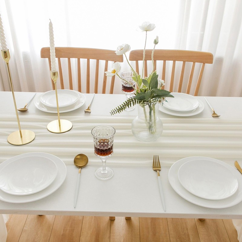 AOKSUNOVA Table Runner Chiffon Yellow Table Runner Beige Cream Tulle