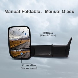 Adanz Pair Towing Mirrors Compatible with 1994-2001 Dodge Ram 1500,1994-2002 Dodge Ram 2500 3500 Pickup Truck Manual Adjust Manual Flip Up Tow Mirrors LH RH