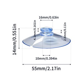 HE ZHI LONG 16 Packs Suction Cups 55mm/2.17 Inch Clear Sucker Pads Without Hook for Glass Home Organization Decoration (16, 55mm)