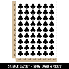 Card Suit Clubs Temporary Tattoo Water Resistant Fake Body Art Set Collection - 54 1" Tattoos (1 Sheet)