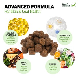 Deley Naturals Skin & Coat Formula - Dog Allergy Chews with Omega 3 Fish Oil, Biotin, Collagen and Essential Vitamins - Supports Dog Itching Skin Relief, Reduces Dryness and Promotes Healthy Coat