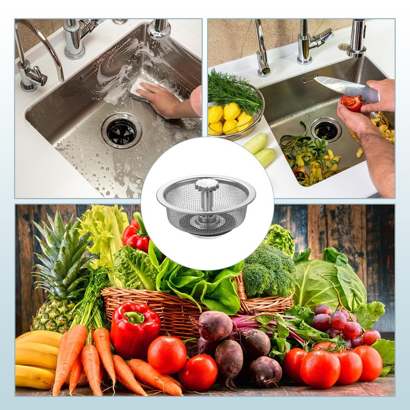 sourcing map 2Pcs Kitchen Sink Drain, Stainless Steel Kitchen Sink