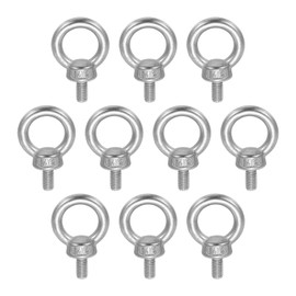 sourcing map Lifting Shoulder Eye Bolt M6 x 12 mm, 304 Stainless Steel Ring Shape Male Thread Eyebolt for Engineering Port Marine Hammocks Hanging Pack of 10