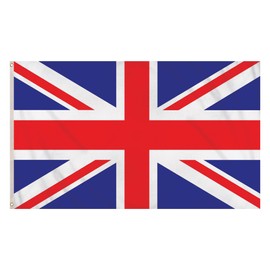 5x3 Foot United Kingdom UK Flag - Union Jack Flag Great Britain National Flag British Flags Polyester with Brass Grommets Indoor/Outdoor Decorations Red/Blue/White 5x3 Ft