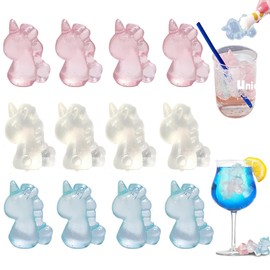 FaJoek Reusable Ice Cube Tray, Pack of 12, Unicorn Ice Cube Tray, Colourful Unicorn Ice Cube Tray, Plastic Ice Cubes, BPA-Free (Unicorn)