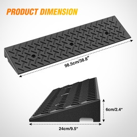 Nilight 2.4" Rise Curb Ramps, Heavy Duty Rubber Driveway Threshold Shed Ramp for Sidewalk Cars Lawn Mower Wheelchairs Motorcycles, 3300lbs Load Capacity