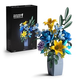 Nifeliz Wildflower Bouquet with Vase Model Toy, Botanical Building Set for Adults, Flower Arrangement for Home or Office Decor, Nature-Inspired Gift for Floral Enthusiasts (902 PCS, NF10337)