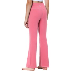Heathyoga Girl's Yoga Pants Flare Leggings for Girls Crossover Sweatpants Bootcut Dance Pants Athletic Bell Bottoms Pink