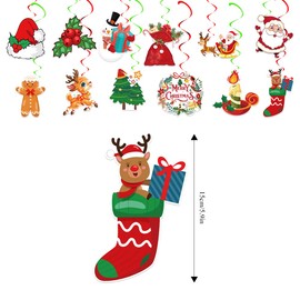 Pilikoll Pack of 27 Christmas Swirl Hanging Winter Ceiling Hangers Christmas Hanging Foil with Christmas Elements for Garden Home Hotel Business Party Supermarket