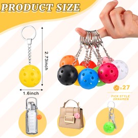 Aurelema 27 Pcs Sport Style Ornament Mini Ball Keychain Bulk for Sports Lovers Fans Gift Luggage Sports Bag, 9 Colors