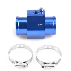 ZHSYMX Aluminum Water Temp Joint Pipe Water Temp Meter Temperature Gauge Joint Pipe Radiator Sensor Adaptor Clamps Blue 32mm