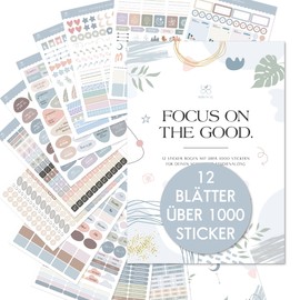 BIROYAL 12 Sheets Sticker Set for Students and Students, Over 1000 Bullet Journal Stickers Student, Stickers School for Study Planner & Student Calendar, Study Must Haves, Calendar Stickers