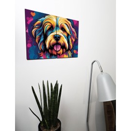 The Plum Penguin Tibetan Terrier Pop Art Wooden Wall Decor – A4 MDF Bright Duo Set Canvas Alternative 40 x 30cm