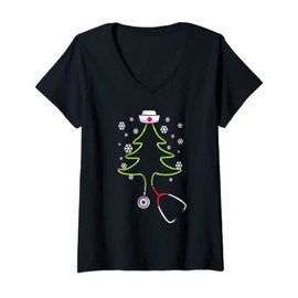 Women's Nurse Christmas Shirt Gift for Doctor T-Shirt with V-Neck