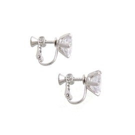 Vingtaine P5100 Single Earring, Cubic Zirconia, 0.3 inch (8 mm), 0.3 inch (9 mm), 58 Faced, Round Brilliant Cut, Brass Stainless Steel Cubic Zirconia