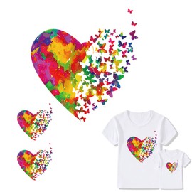 Butterfly Iron on Patches 3Pcs Colorful Love Animal Heat Transfer Stickers Decals for Women Girls Men Kids Lovers T-Shirt Jeans Backpacks Families Clothing Hat DIY Applique