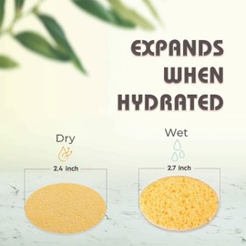 100-Count Compressed Facial Sponges, 100% Natural Cosmetic Spa Sponges for Facial Cleansing, Exfoliating Mask Yellow Round