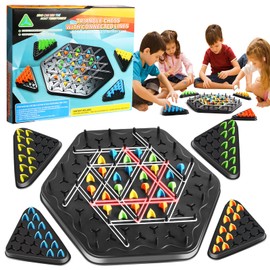 Triggle Game, Triggles Game, Triggle Board Game, Game with Rubber Bands Triangle, Classic Chain Triangle Chess Game for Desktops, Party Game for Children and Adults for 2-4 People