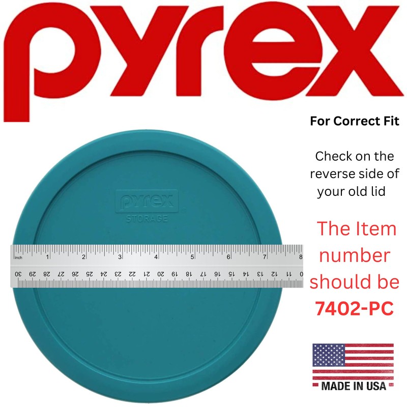Pyrex 7402-PC 7-Cup Turquoise Plastic Food Storage Lid, 2 Pack