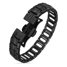 Jeracol Magnetische Armbänder für Herren, Titanstahl, 3 x super effektive Magnete, Werkzeug zum Entfernen von Gliedern und Schmuck-Geschenkbox
