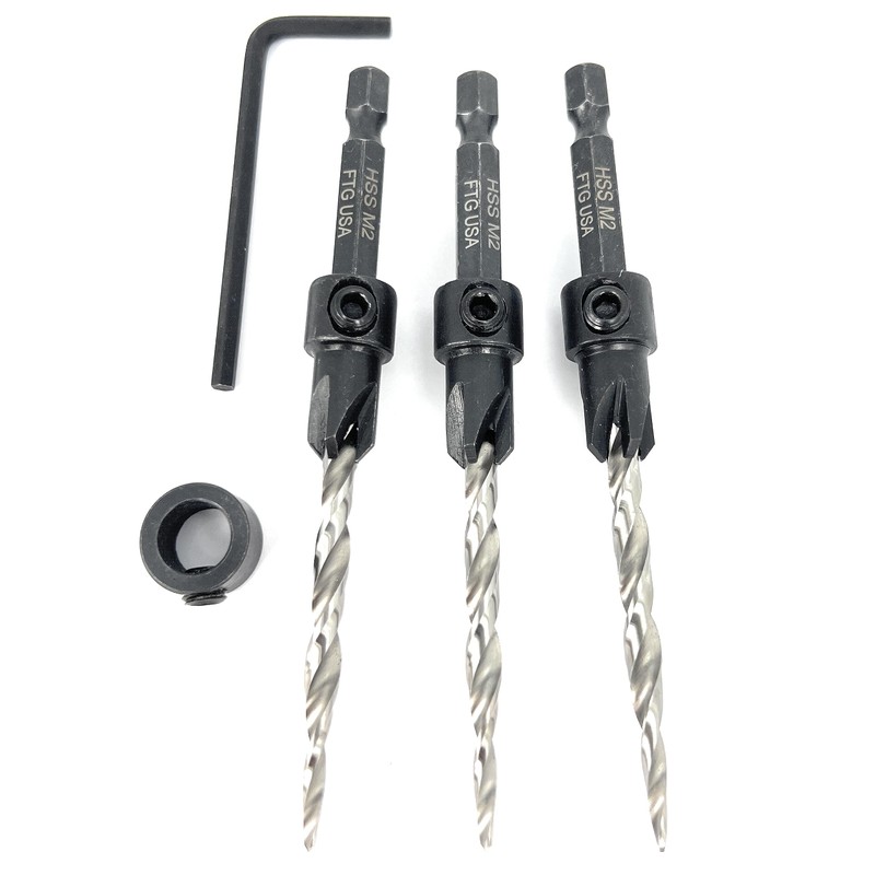 FTG USA Countersink Drill Bit Set for Wood with Tapered