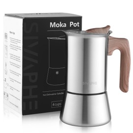 Sivaphe Espresso Maker Induction, Cooker Espresso Machine, Stainless Steel Espresso Jug, Mocha Pot, Espresso Maker, Aluminium-Free, 2 Cups, 100 ml
