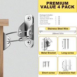 Furniture Straps, 4 Pack Baby Proofing Furniture Wall Anchor, Adjustable Anti Tip Furniture Anchor, Wardrobe to Wall Protect Toddler, Keep Baby Pet Safety from Falling Furniture